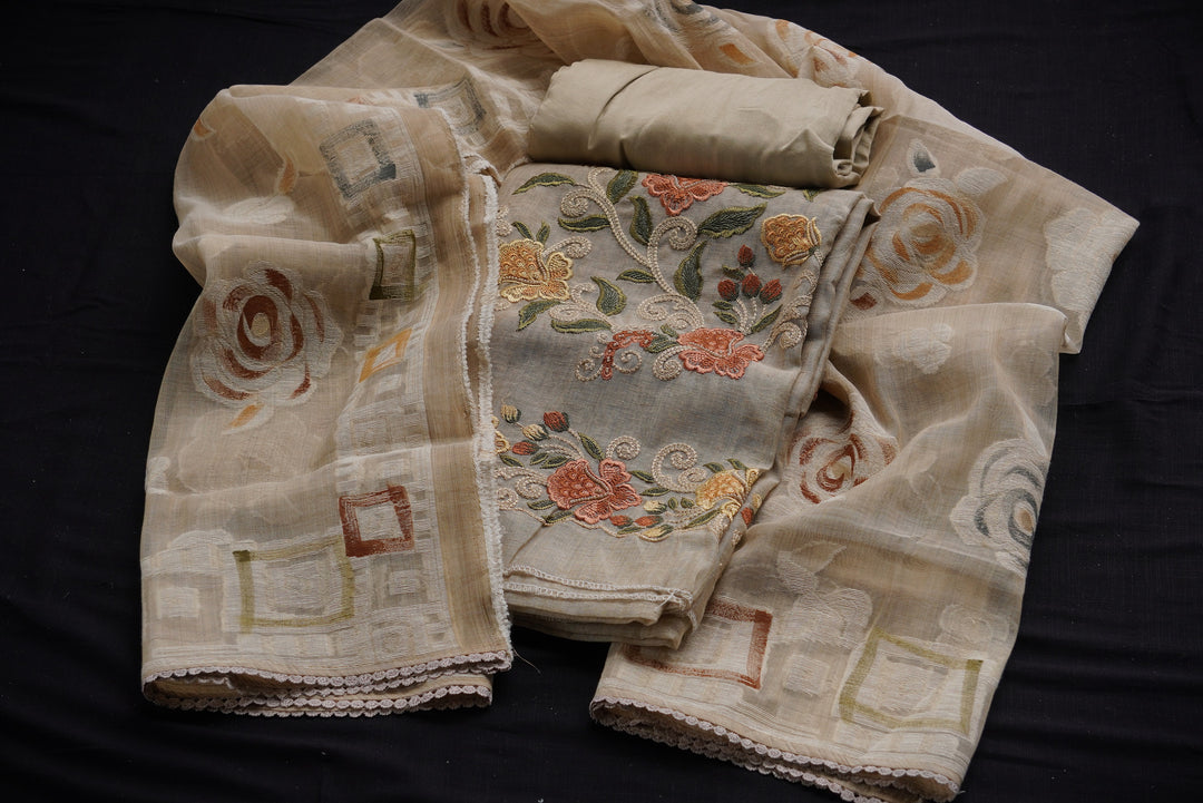 Linen Mul unstitched suit set