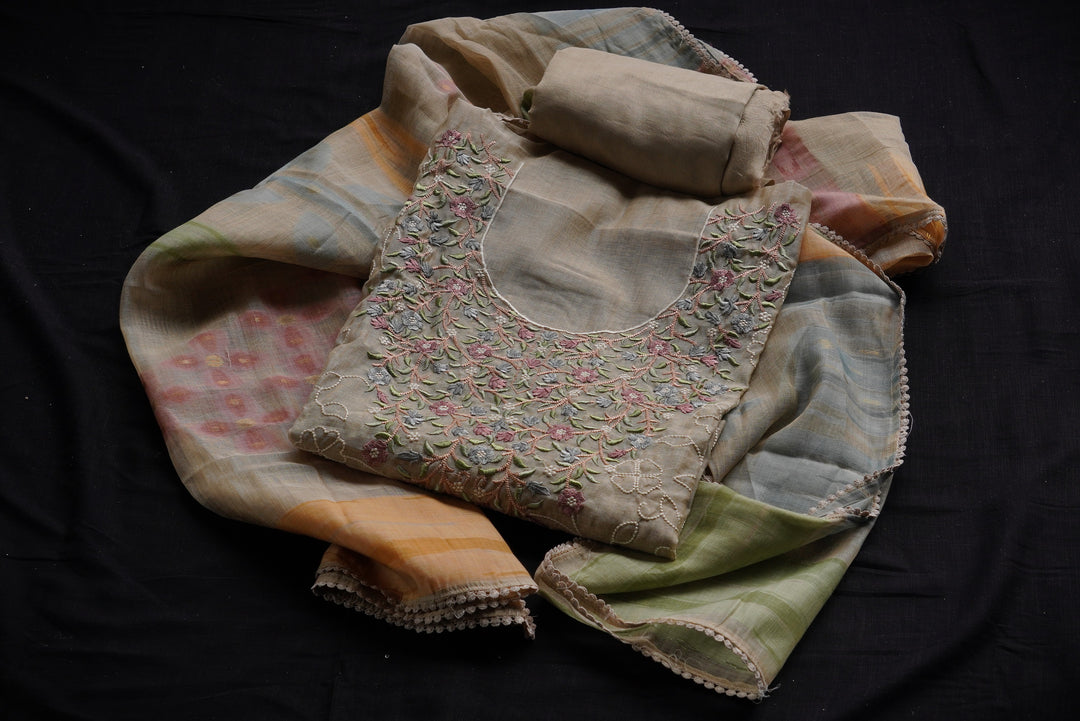 Linen mul unstitched suit set