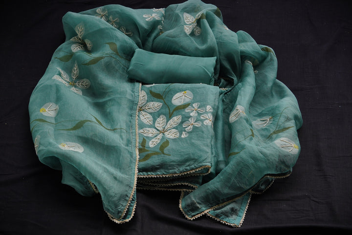 Organza unstitched suit set