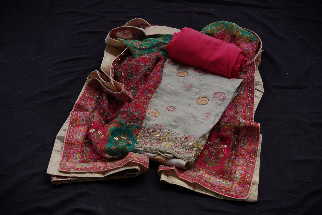 Banarsi crepe unstitched suit set