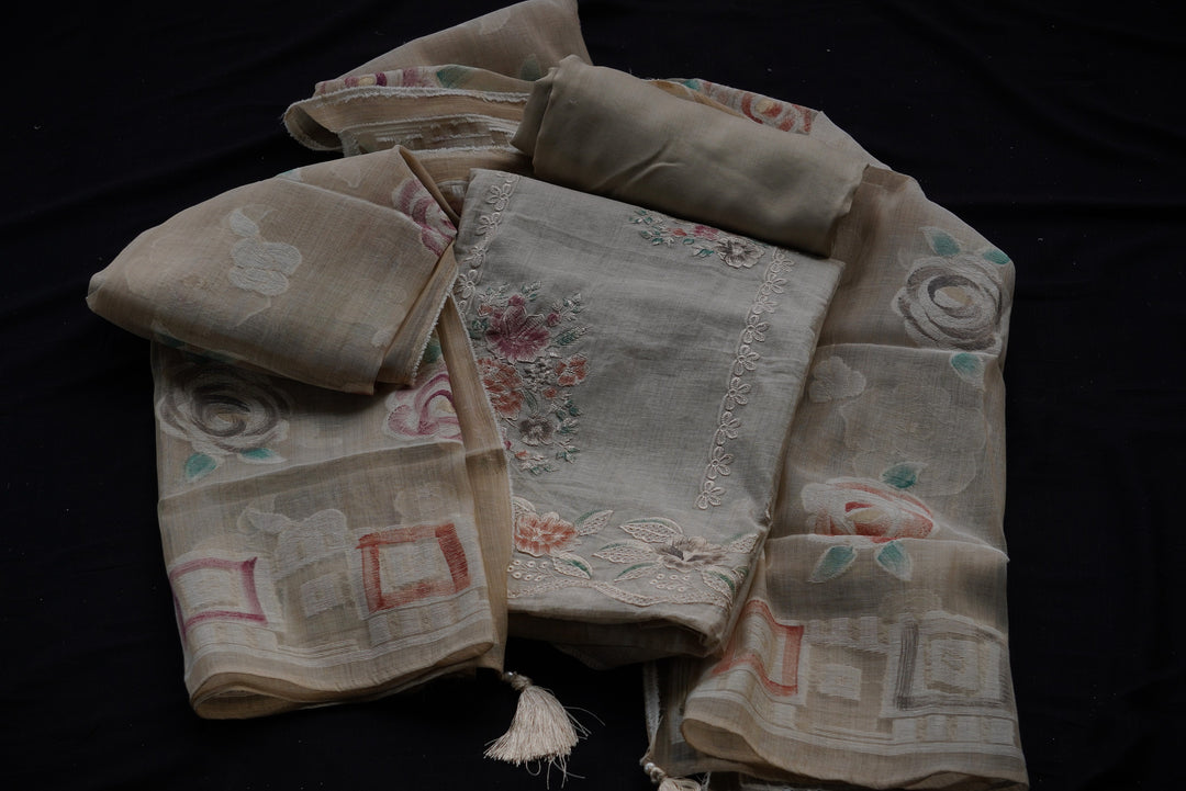 Linen Mul unstitched suit set