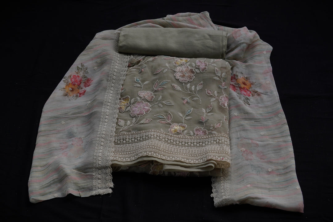 Chiffon unstitched suit set