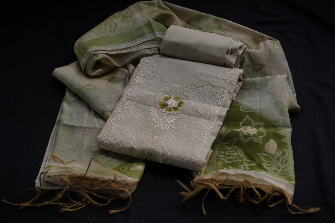 Linen mul unstitched suit set