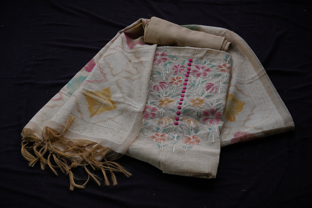 Linen Mul unstitched suit set