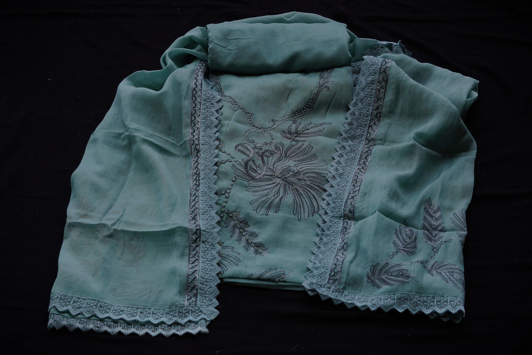 Pure organza unstitched suit set