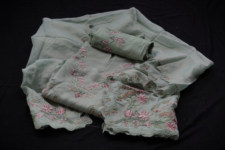 Shimmer organza unstitched suit set