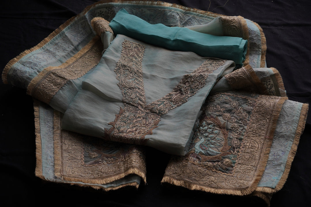 Kanjivaram Tissue Unstitched Suit Set