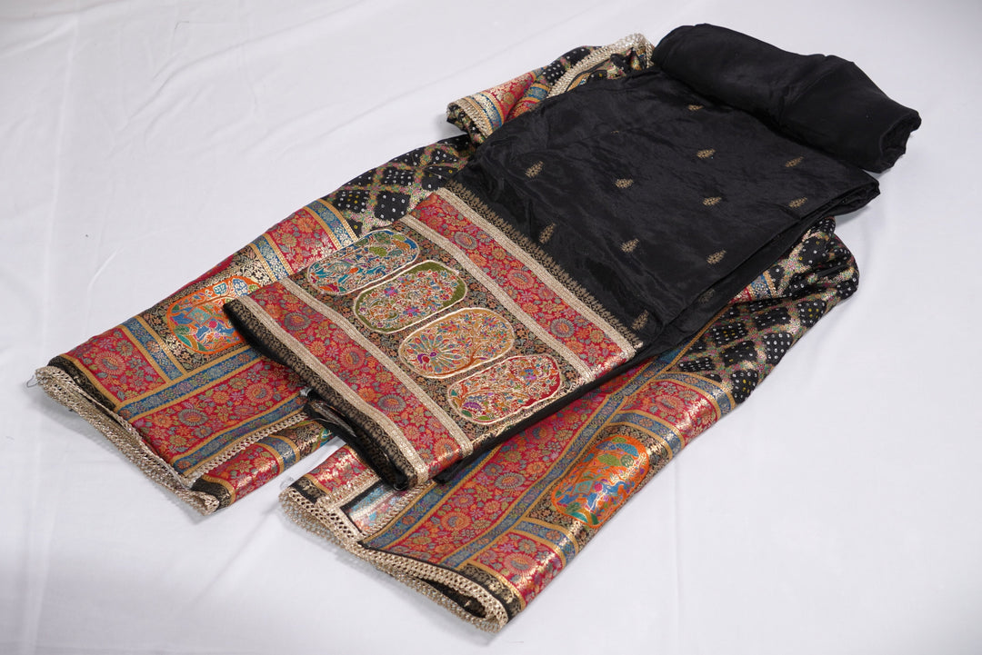 Banarsi Silk with Hand Embroidery Unstitched Suit Set