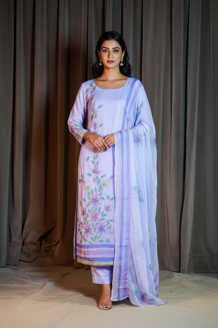 viscos organza unstitched suit set