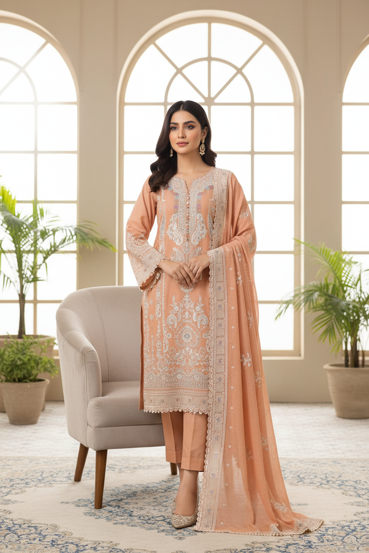 Mul cotton unstitched suit set