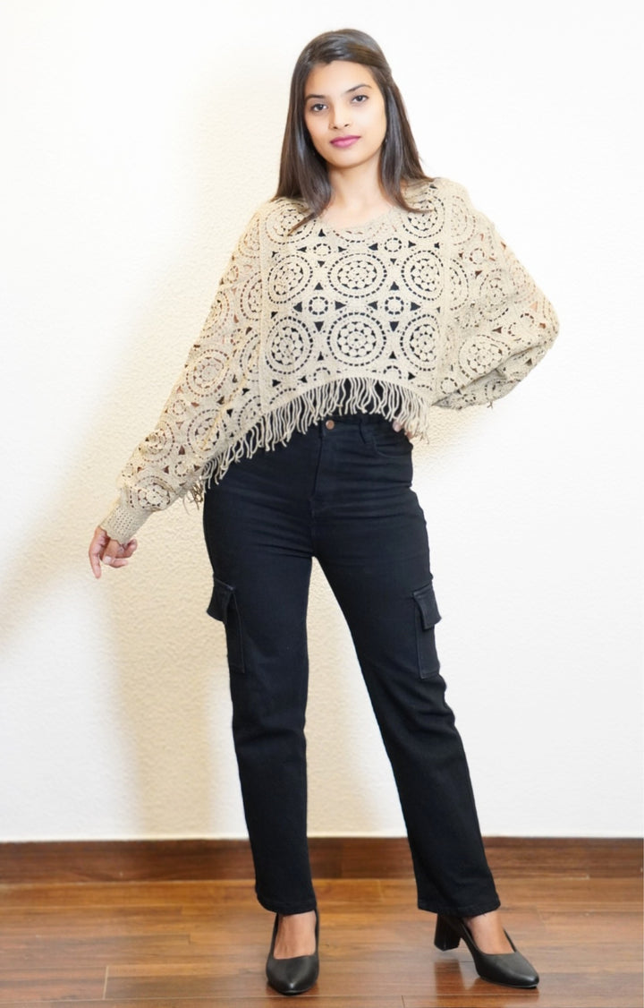 Bohemian Crochet Knit Tassel Fringe (BROWN)