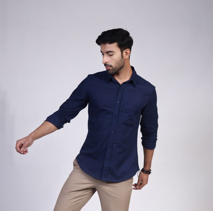 Linen Shirt - Navy Blue