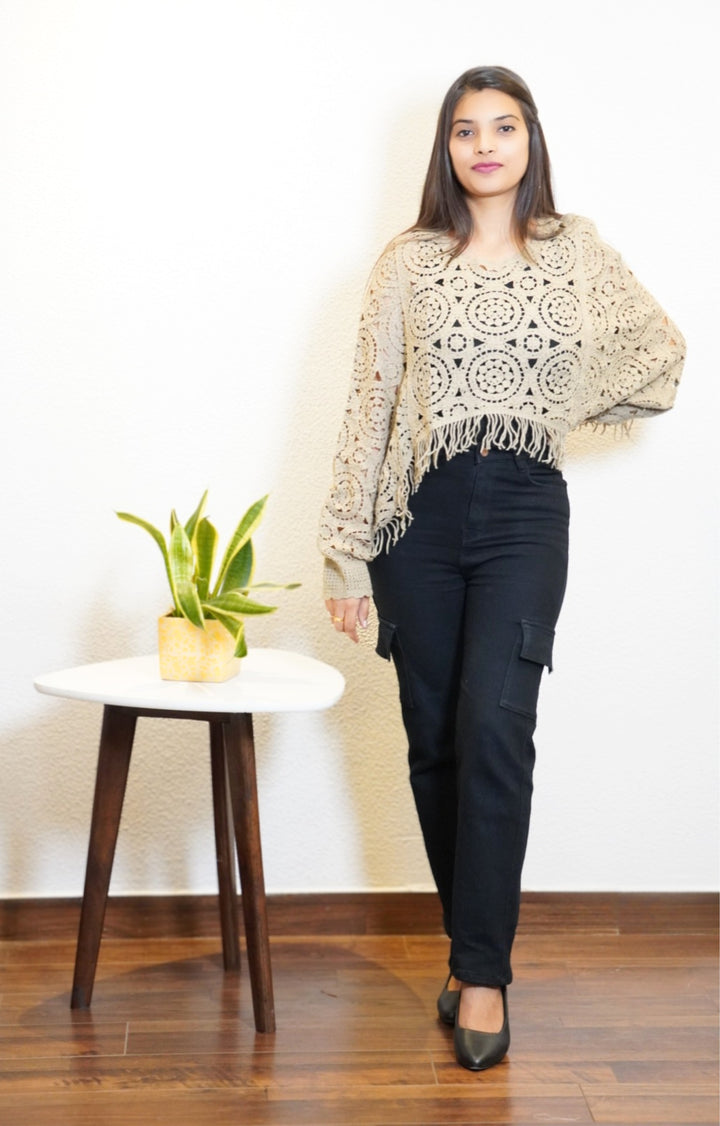 Bohemian Crochet Knit Tassel Fringe (BROWN)