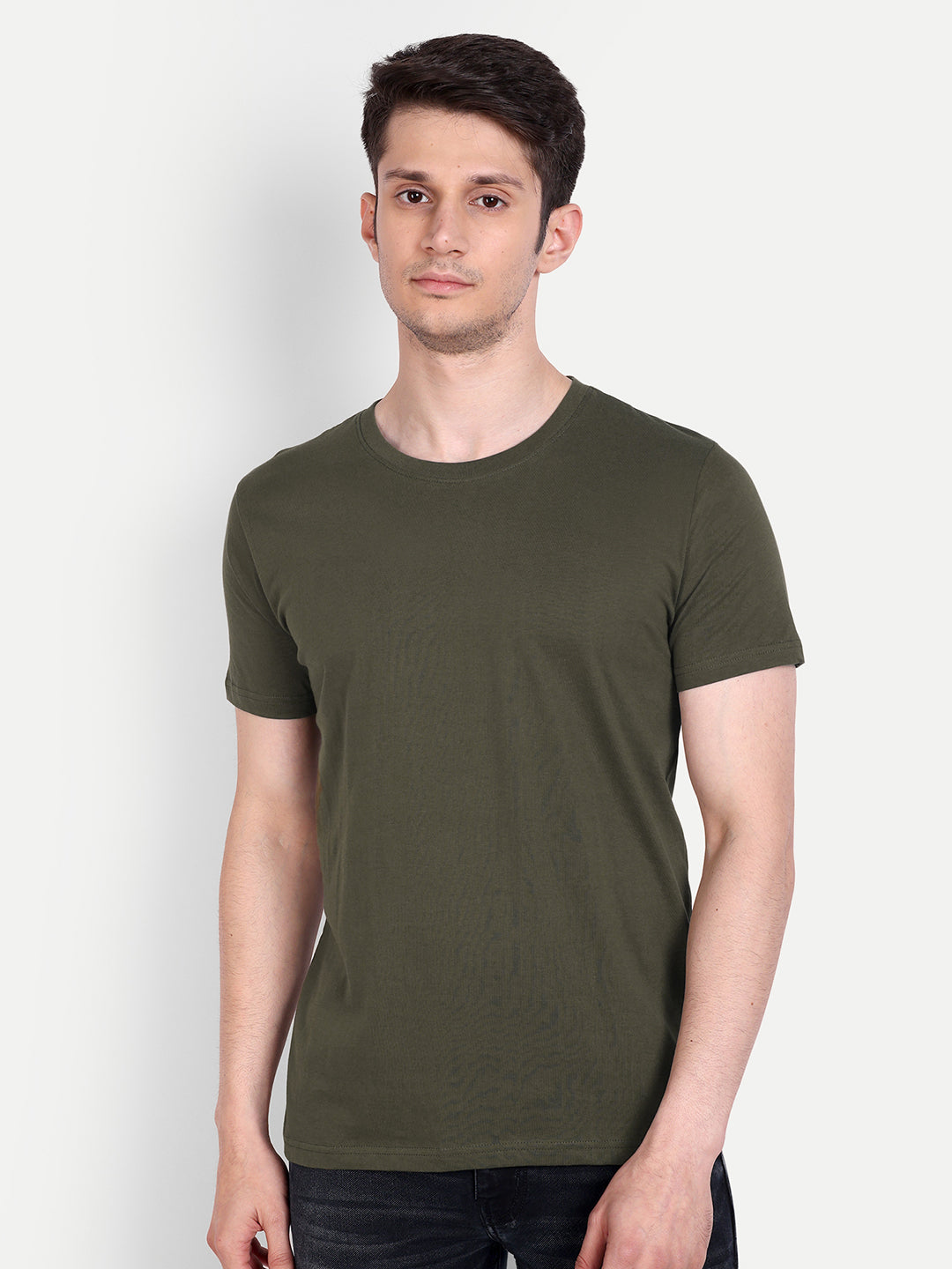 Unisex Solid T-Shirt by UQ (Olive Green)