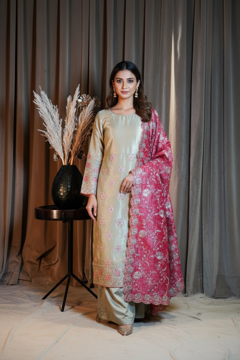 Silk unstitched suit set