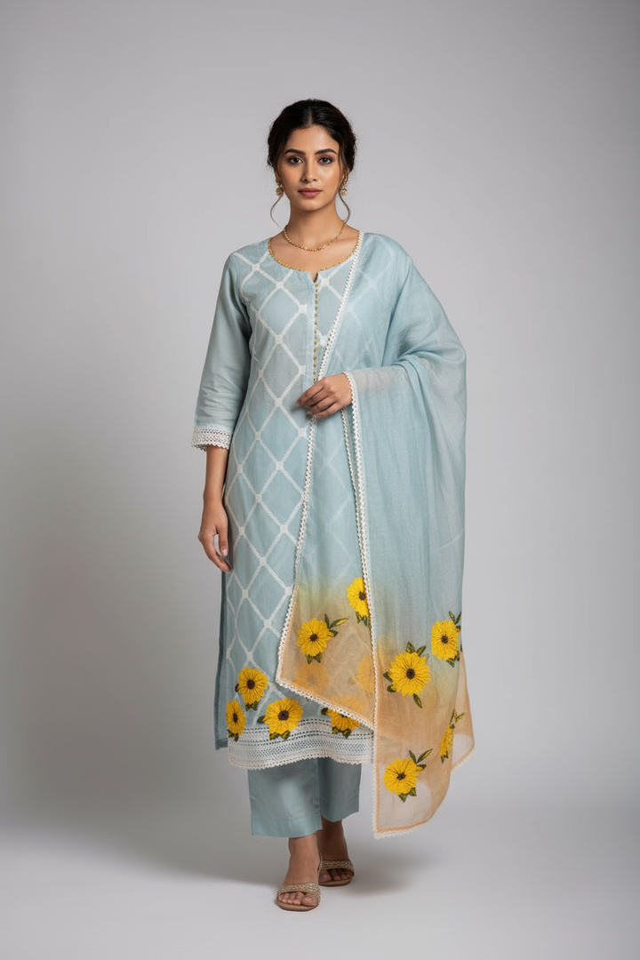 Cotton unstitched suti set