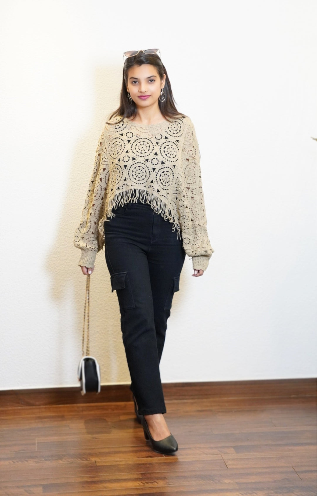 Bohemian Crochet Knit Tassel Fringe (BROWN)