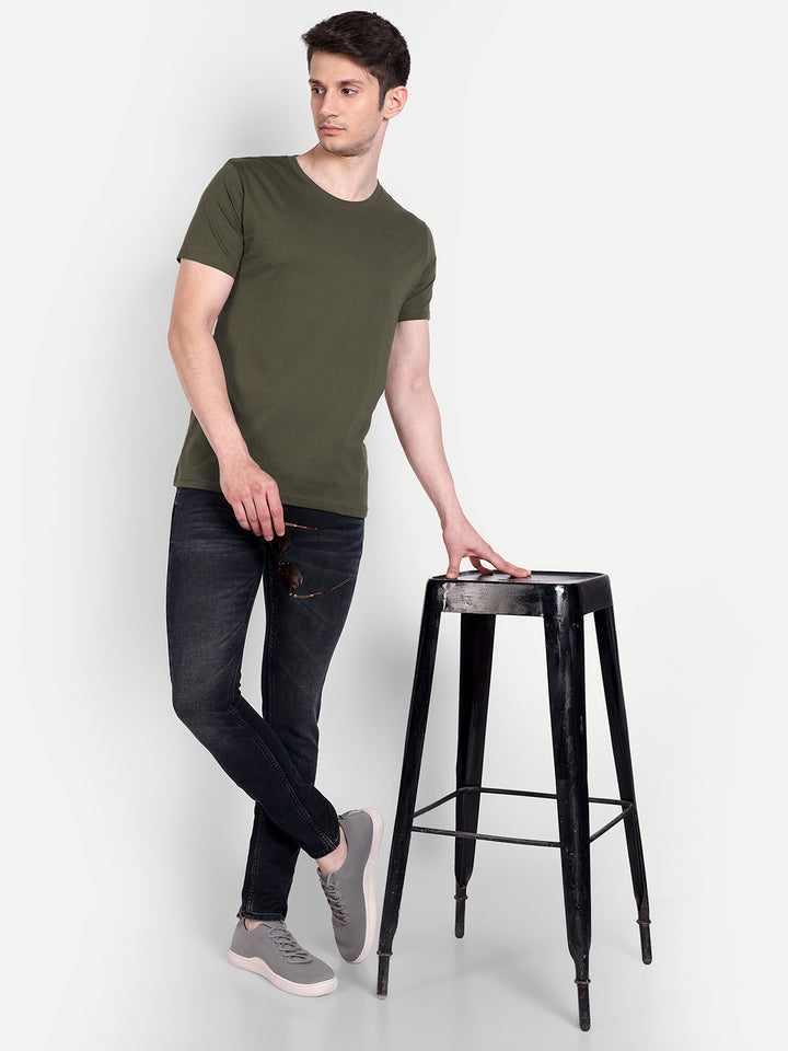 Unisex Solid T-Shirt by UQ (Olive Green)