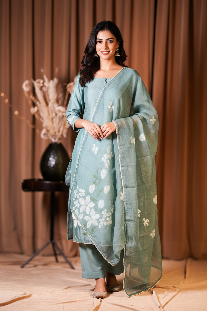 Organza unstitched suit set