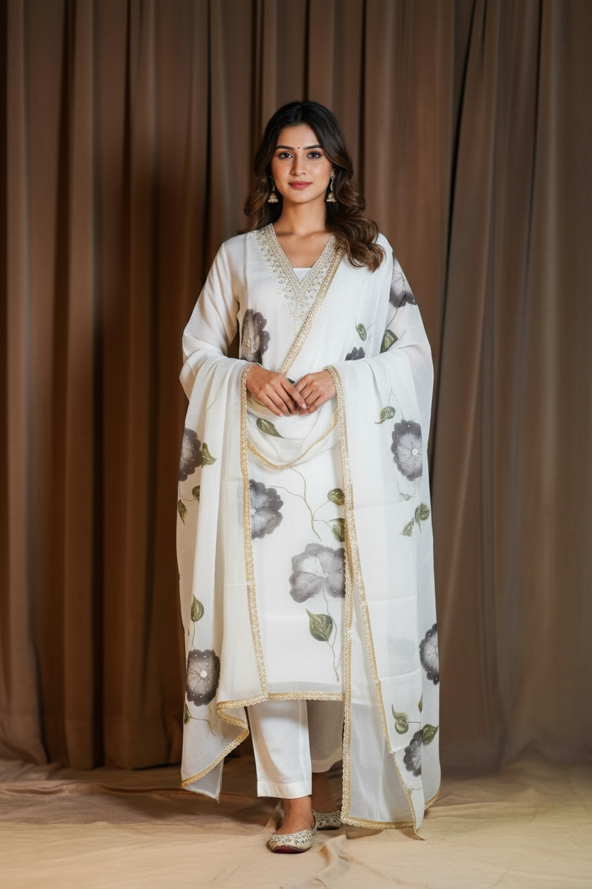 Organza unstitched suit set