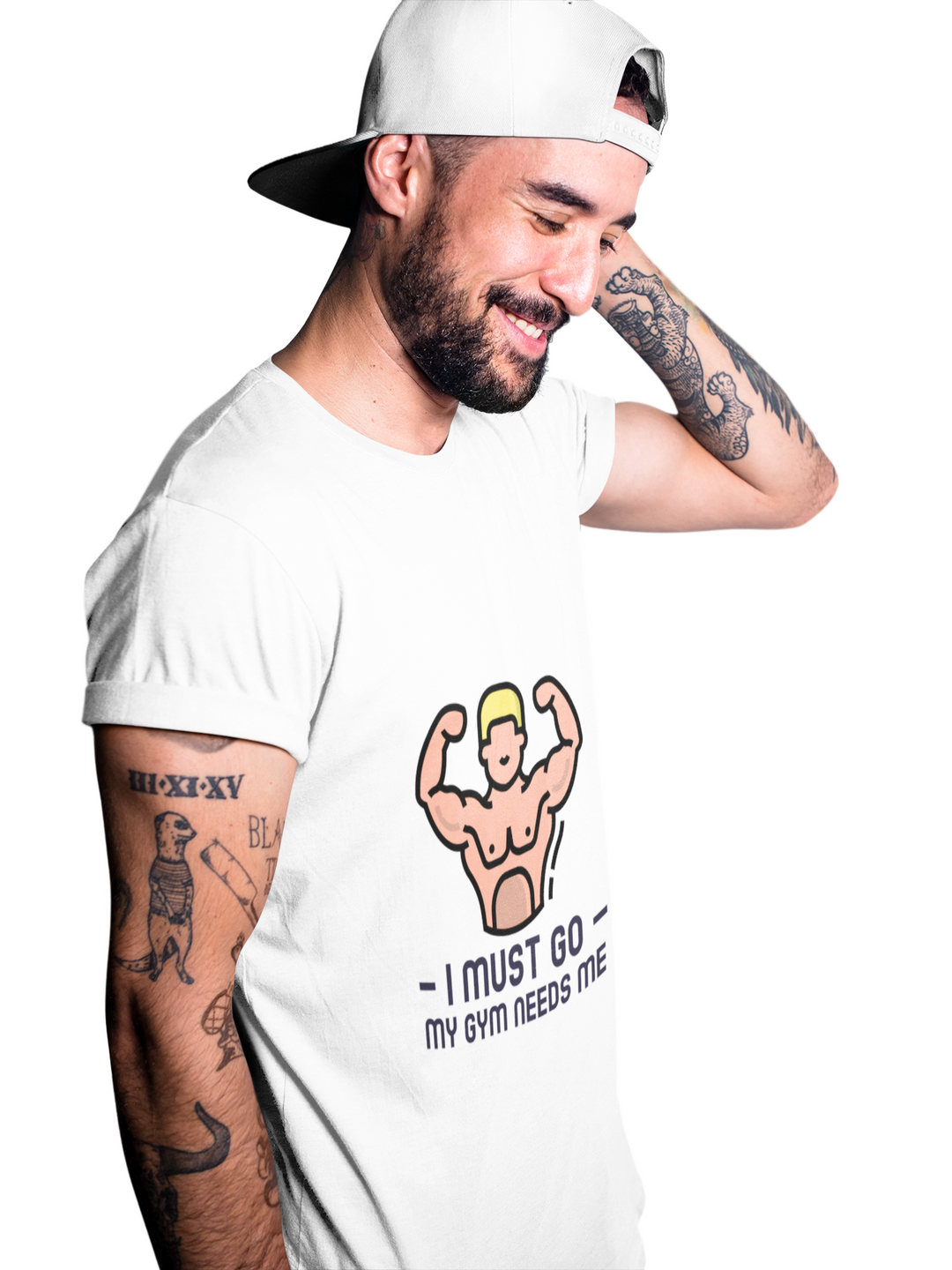 BODYBUILDER Printed Tshirt by UQ(White)