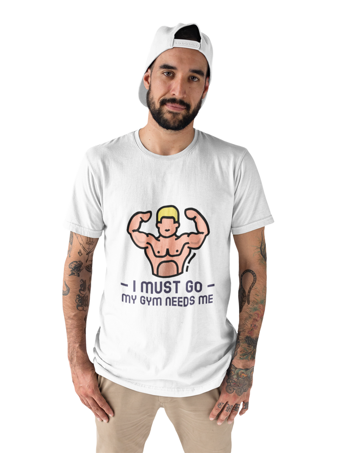 BODYBUILDER Printed Tshirt by UQ(White)