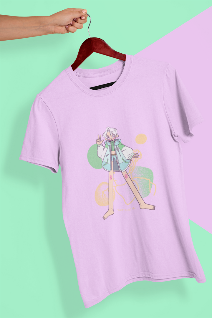 Cartoon Girl Printed Tshirt by UQ(Lilac)