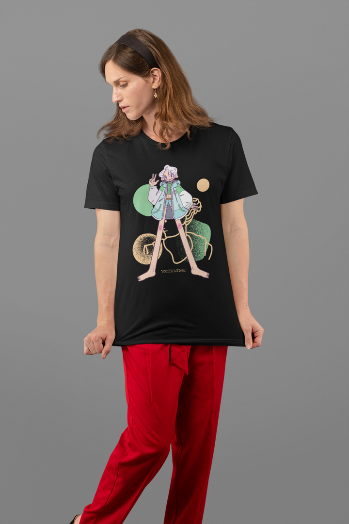 Cartoon Girl Printed Tshirt by UQ(Black)