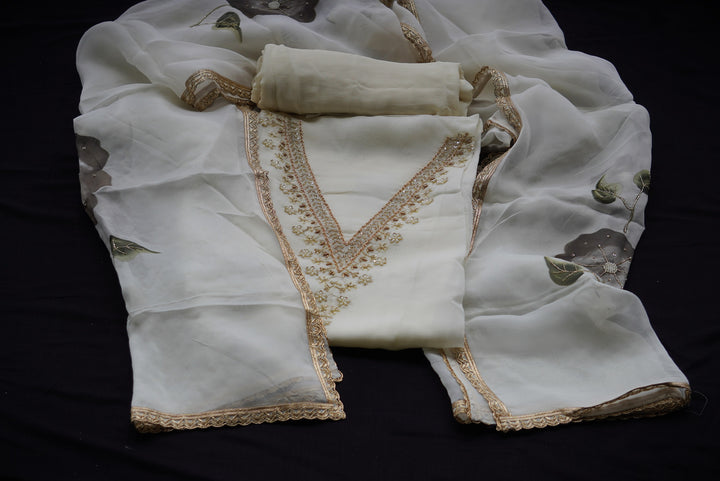 Organza unstitched suit set