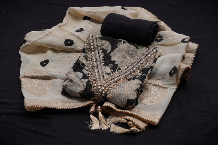 Pure organza unstitched suit set