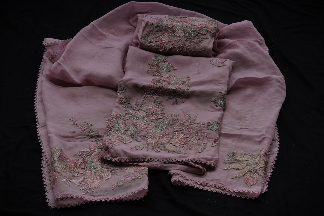 Shimmer organza  unstitched suit set