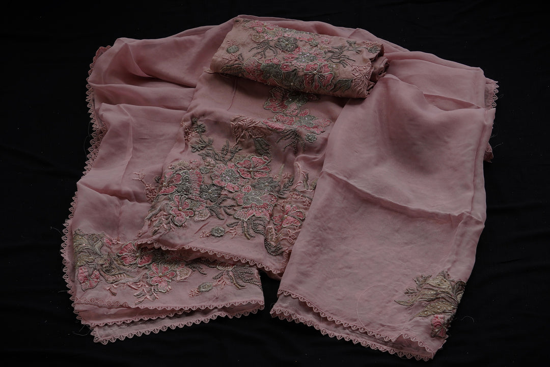 Shimmer organza  unstitched suit set