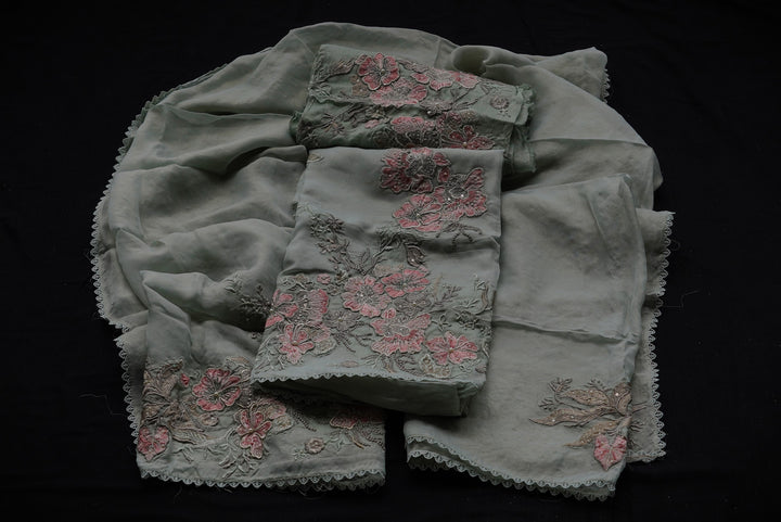 Shimmer organza  unstitched suit set