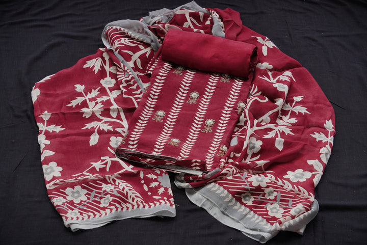 Crepe silk unstitched suit set