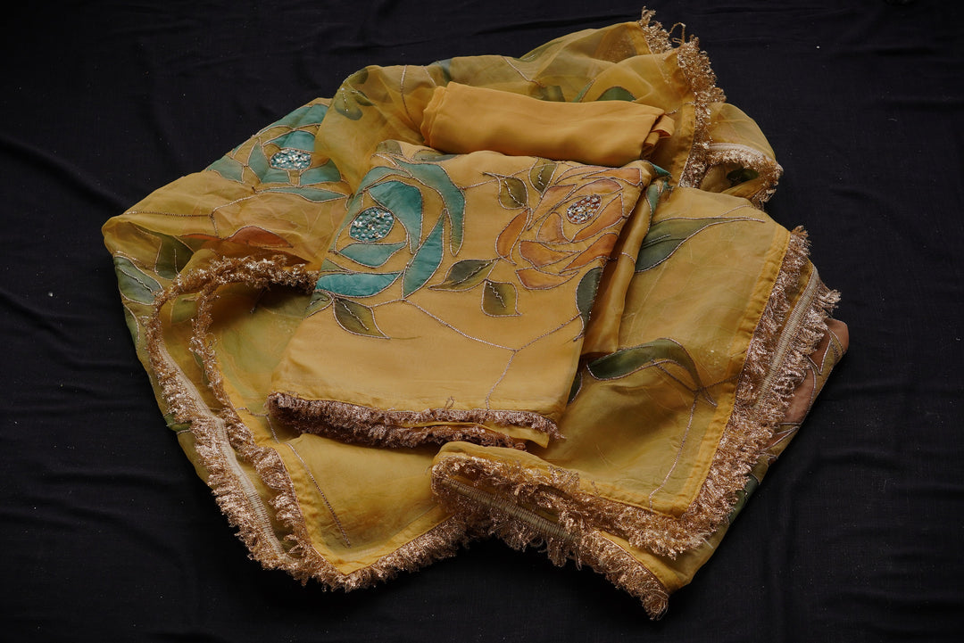 Russian silk unstitched suit set
