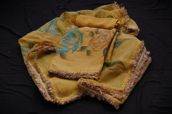 Russian silk unstitched suit set