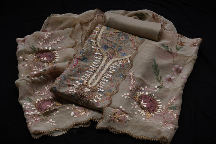 Dupion silk unstitched suit set