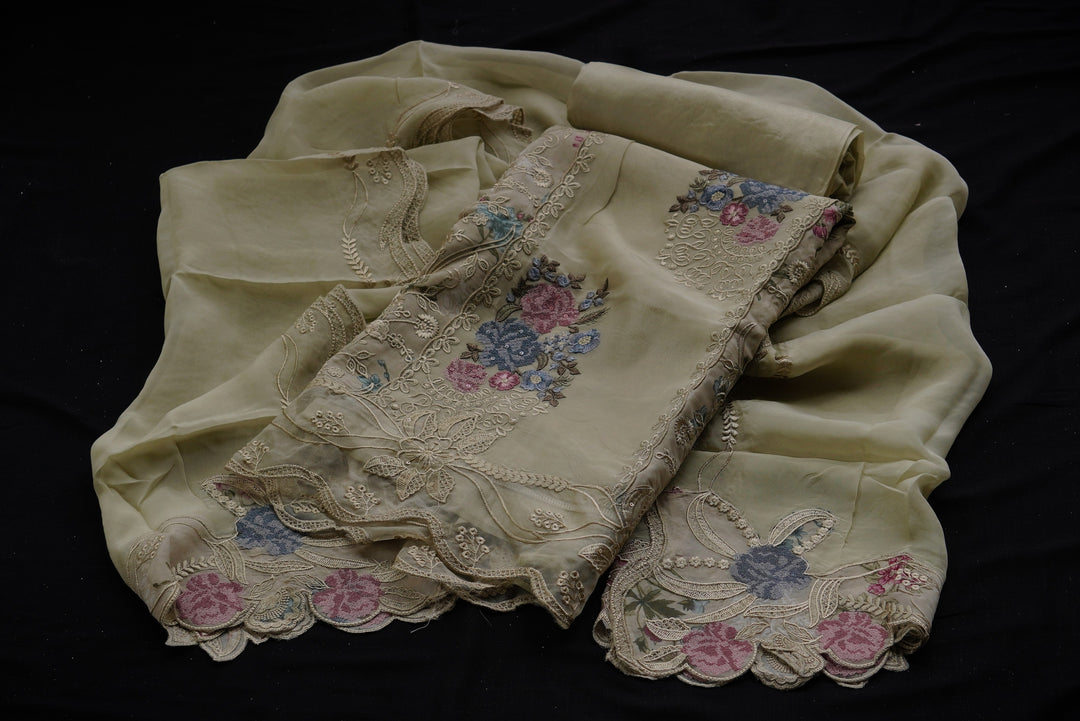 Organza unstitched suit set