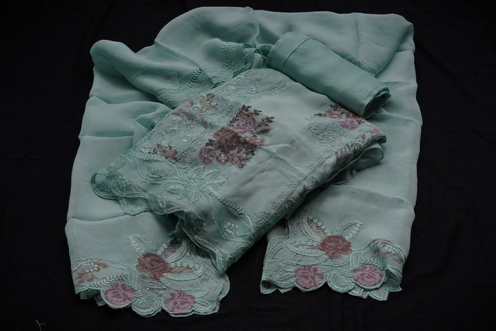 Organza unstitched suit set