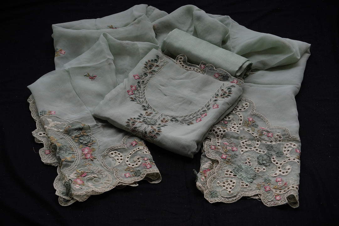 Organza unstitched suit set