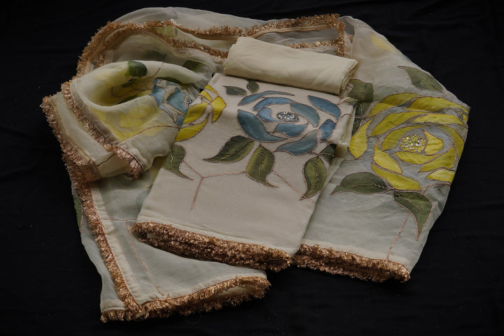 Russian silk unstitched suit set