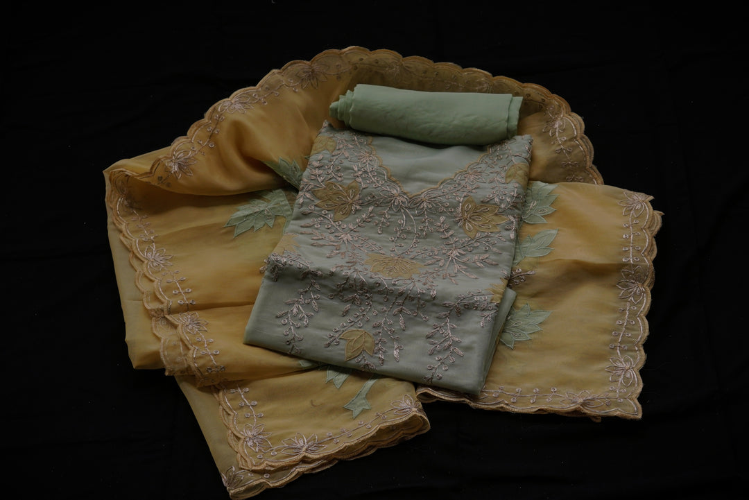 Pure Organza Unstitched Suit Set