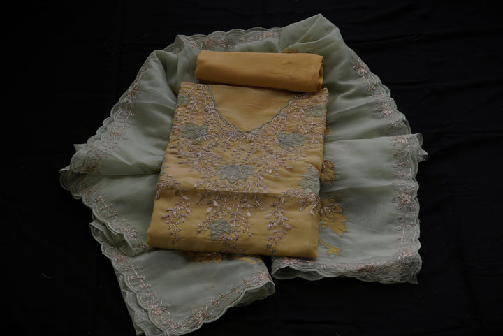 Pure Organza Unstitched Suit Set