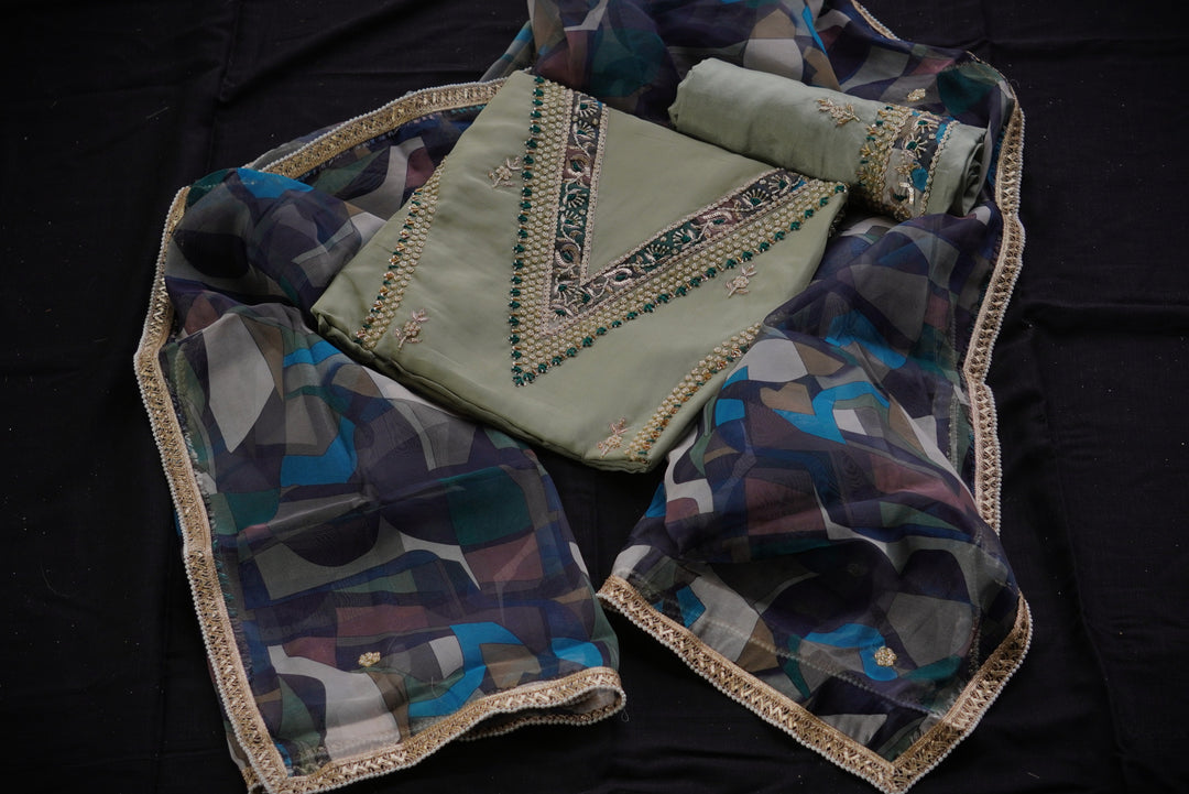 Organza Unstitched Suit set