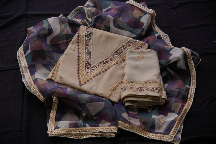 Organza Unstitched Suit set
