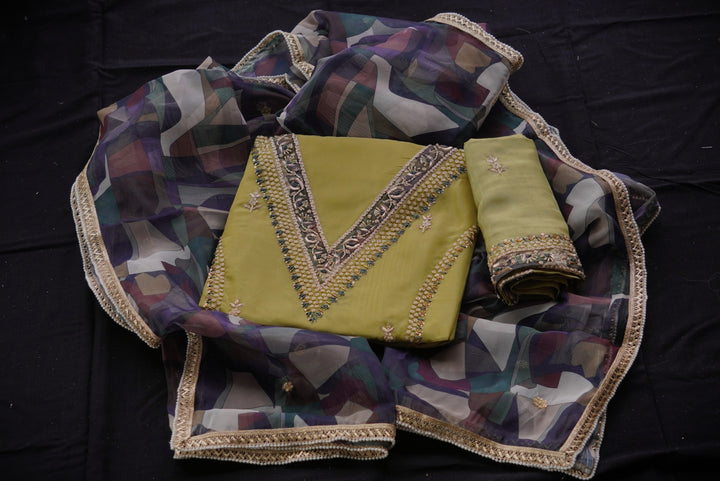 Organza Unstitched Suit set