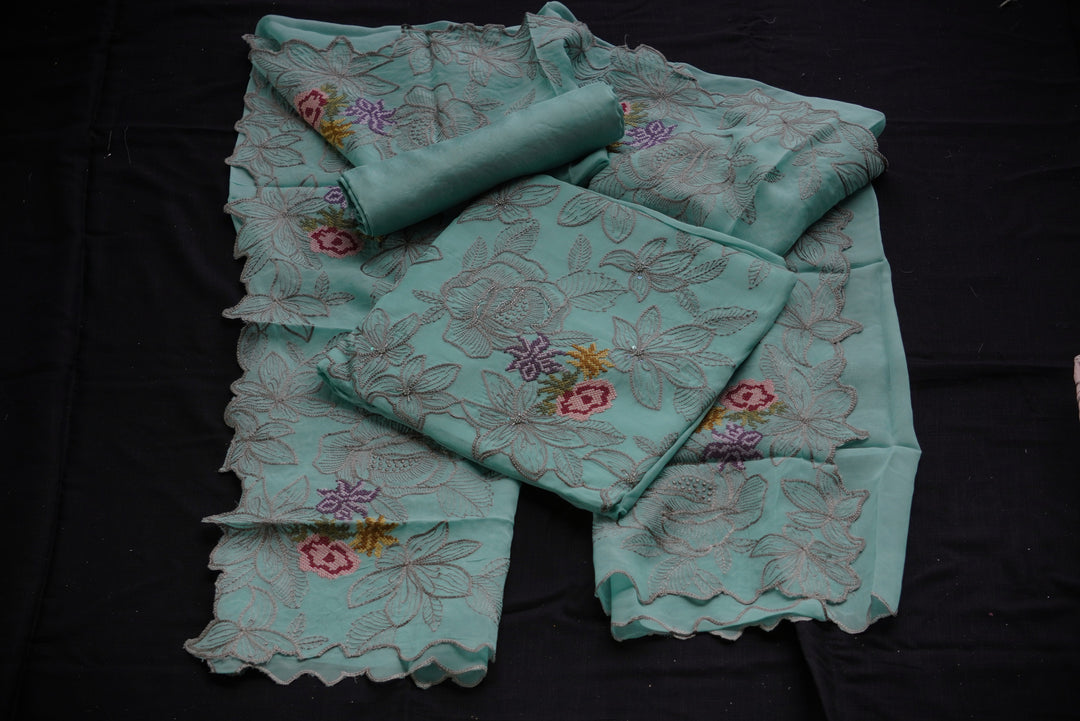 Organza Unstitched Suit set
