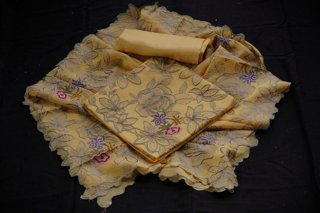 Organza Unstitched Suit set