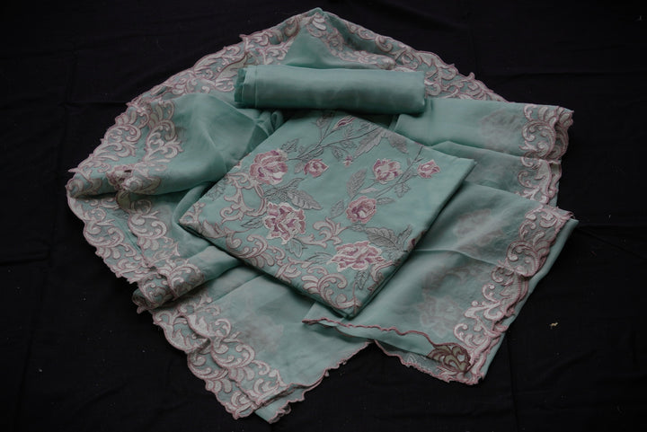 Organza unstitched suit set
