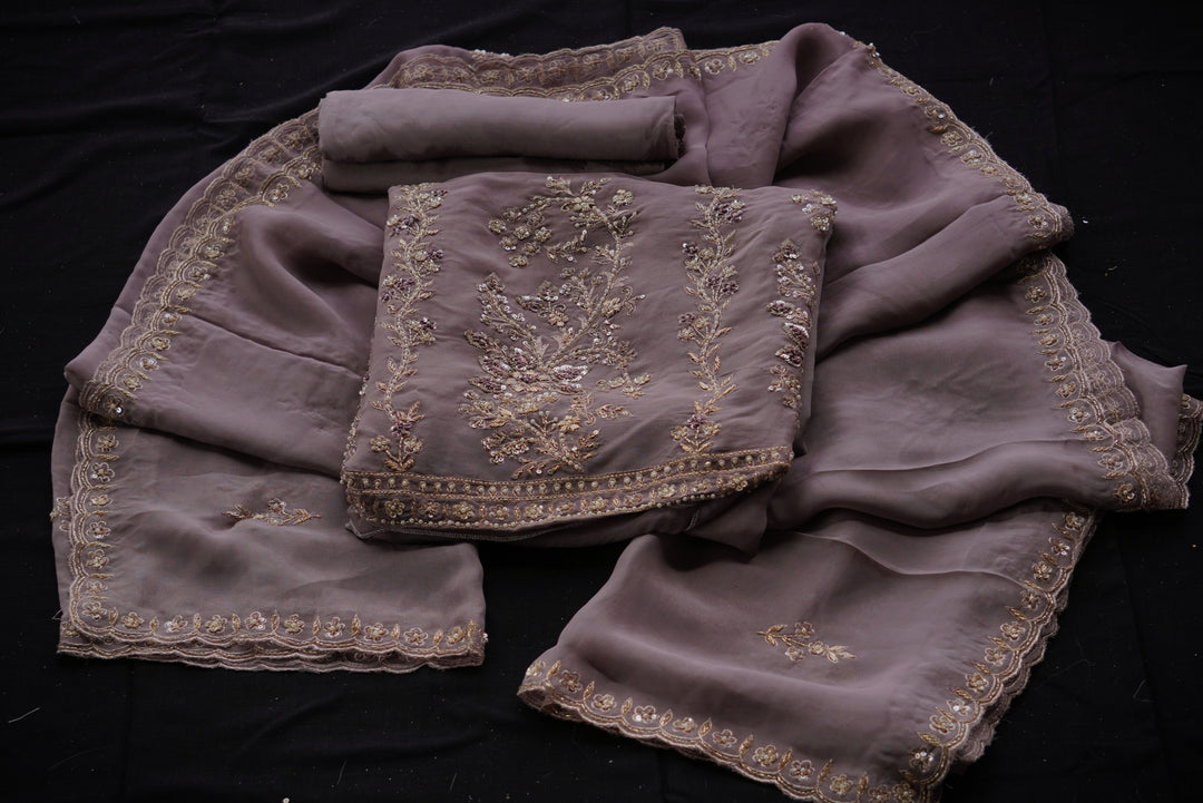 Pure Muslin Silk unstitched suit set